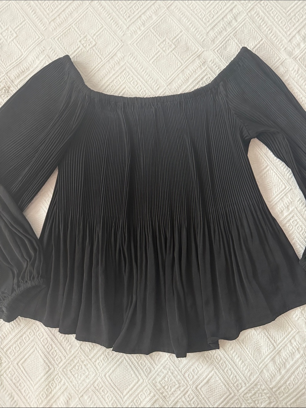 Express Black Off‑Shoulder Pleated Women's Blouse